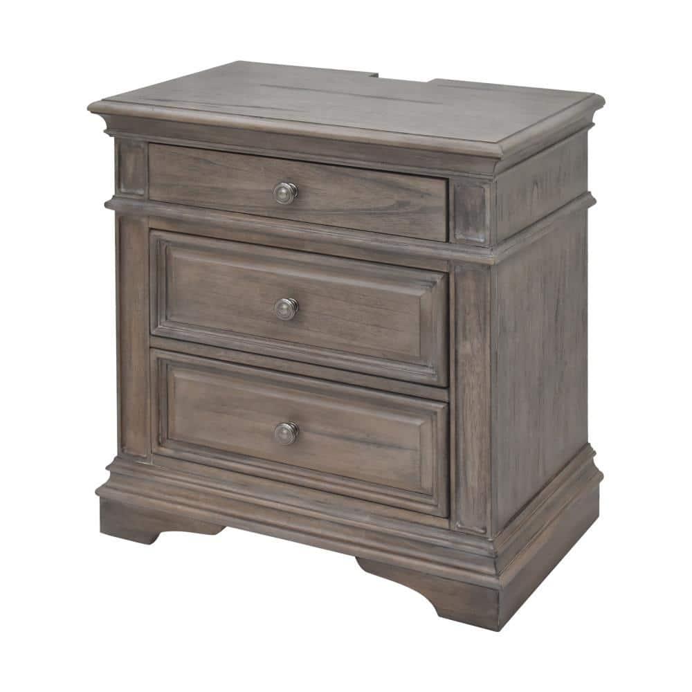 Highland Park Driftwood Gray Wood 3-drawer Nightstand