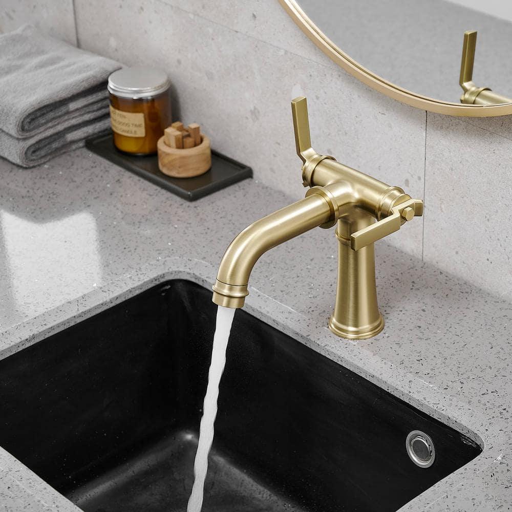 BWE Double Handle Industrial Style Bathroom Faucet Lavatory Mixer Tap Commercial Vanity