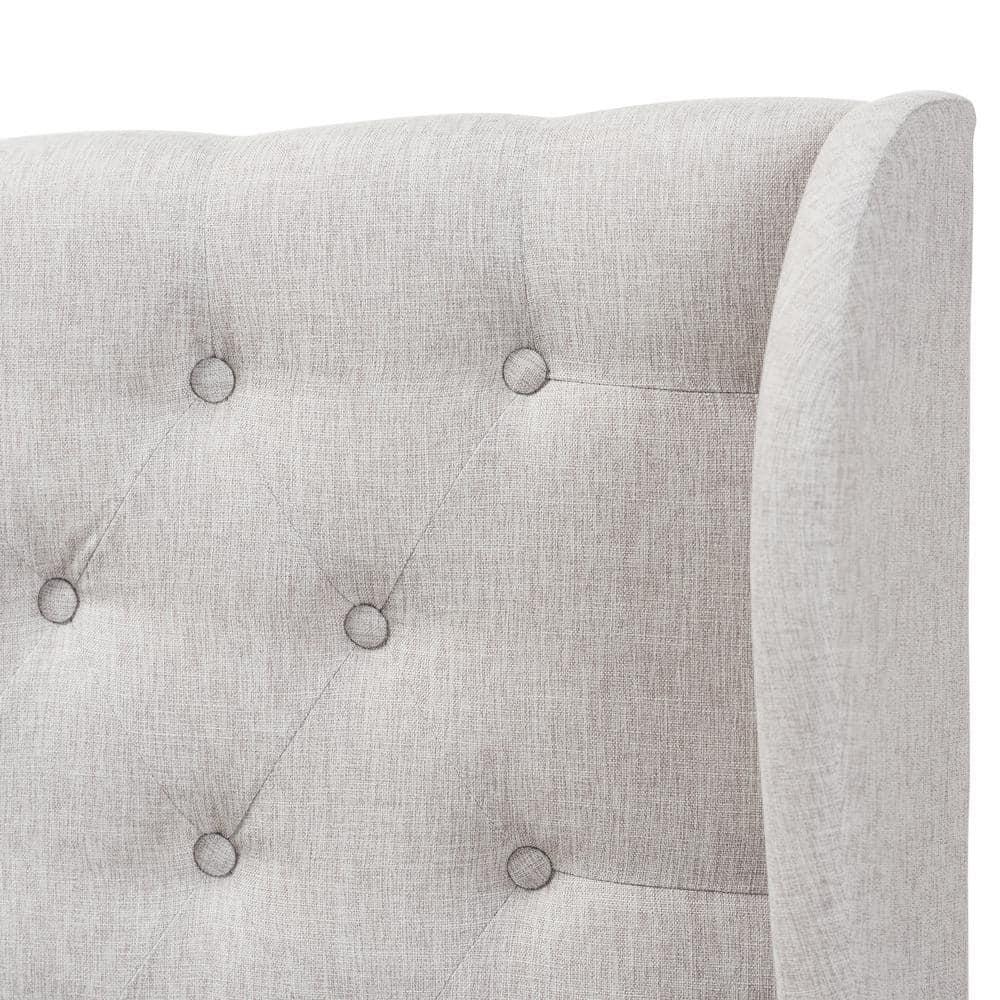 King Cadence Modern and Contemporary Fabric Button Tufted Winged Headboard Gray - Baxton Studio