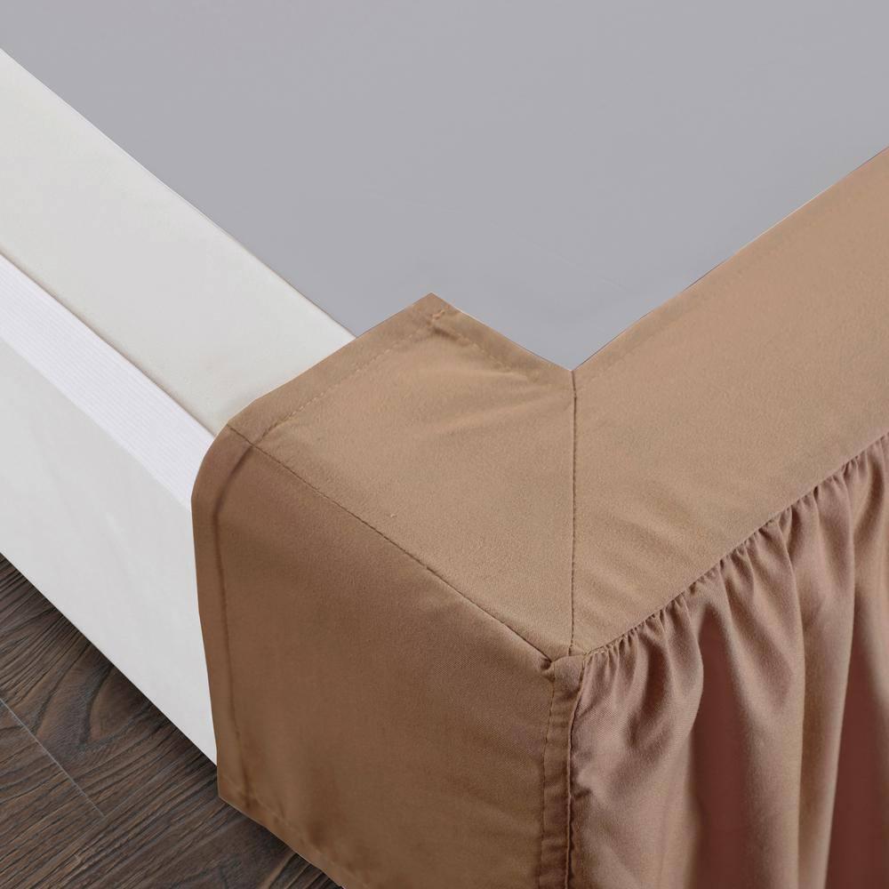 Mocha Twin Ruffled Polyester Bed Skirt with 14-Inch Drop