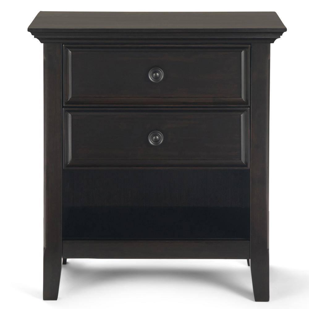 Simpli Home Amherst Wood 24" Transitional Bedside Nightstand Table in Hickory Brown