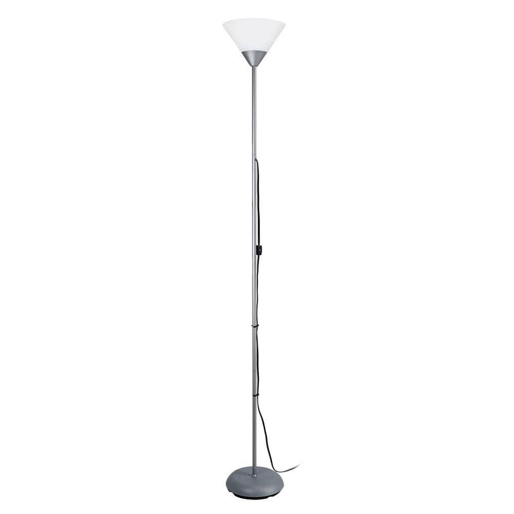 1-Light Stick Torchiere Floor Lamp Silver - Simple Designs: Modern Minimalist for Bedroom
