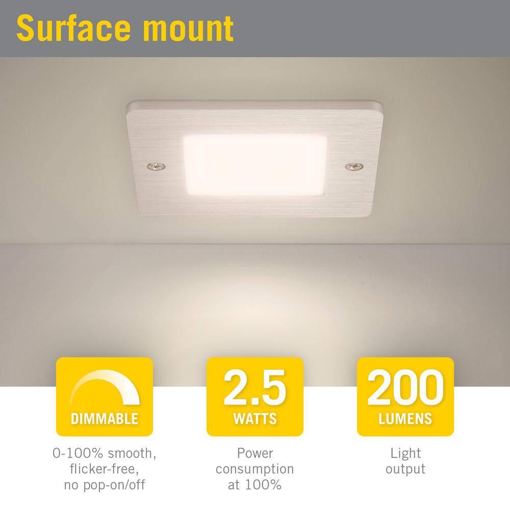 Square Low Profile Under Cabinet LED Puck Light, 3000K