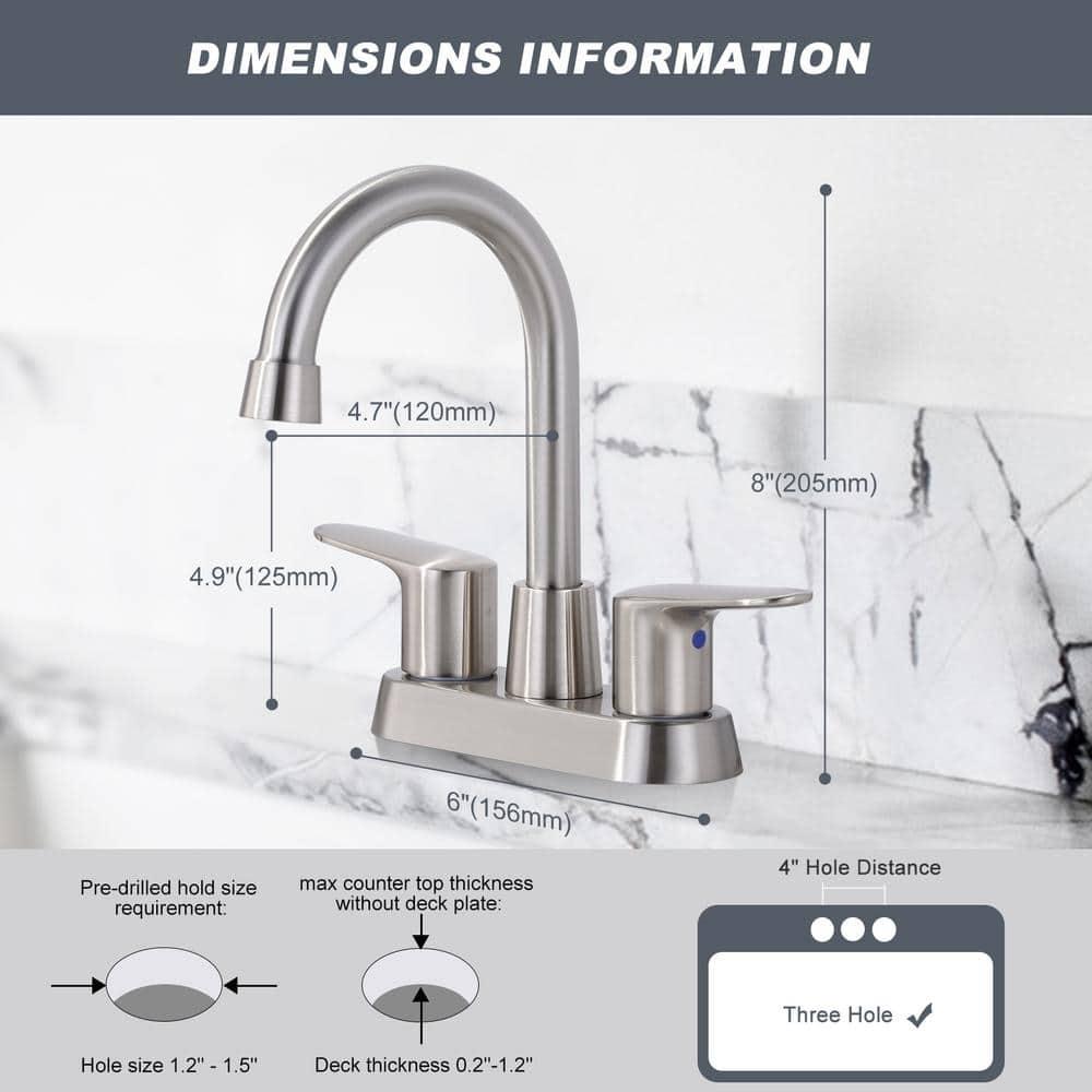 4 Inch Bathroom Faucets 2 or 3 Hole, 2 Handle Bathroom Sink Faucet, 360° Swivel Spout Lavatory Vanity Sink Faucet with Water Supply Lines & Pop Up Drain