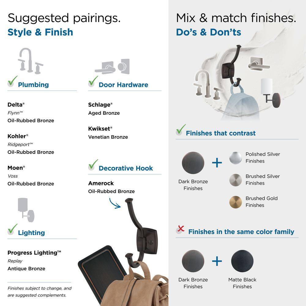 Kinsale Transitional Double Prong Decorative Wall Hook