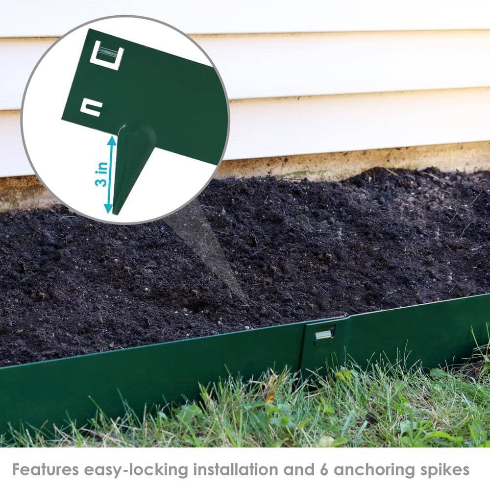 Sunnydaze Outdoor Lawn and Garden Heavy-Duty Steel Metal Flexible Landscape Edging Borders - 16' - Green - 5pk