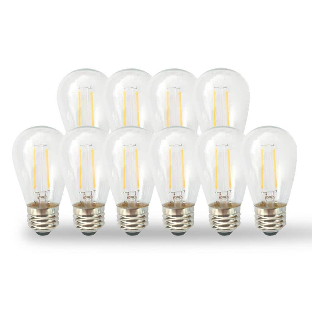NorbSTRING 2W AC LED Replacement Bulbs for Plug-in String Lights - Warm Candlelight Glow, E26 Standard Base, Shatterproof, Energy-Efficient – Outdoor Weatherproof S14 Bulbs (10-Pack)