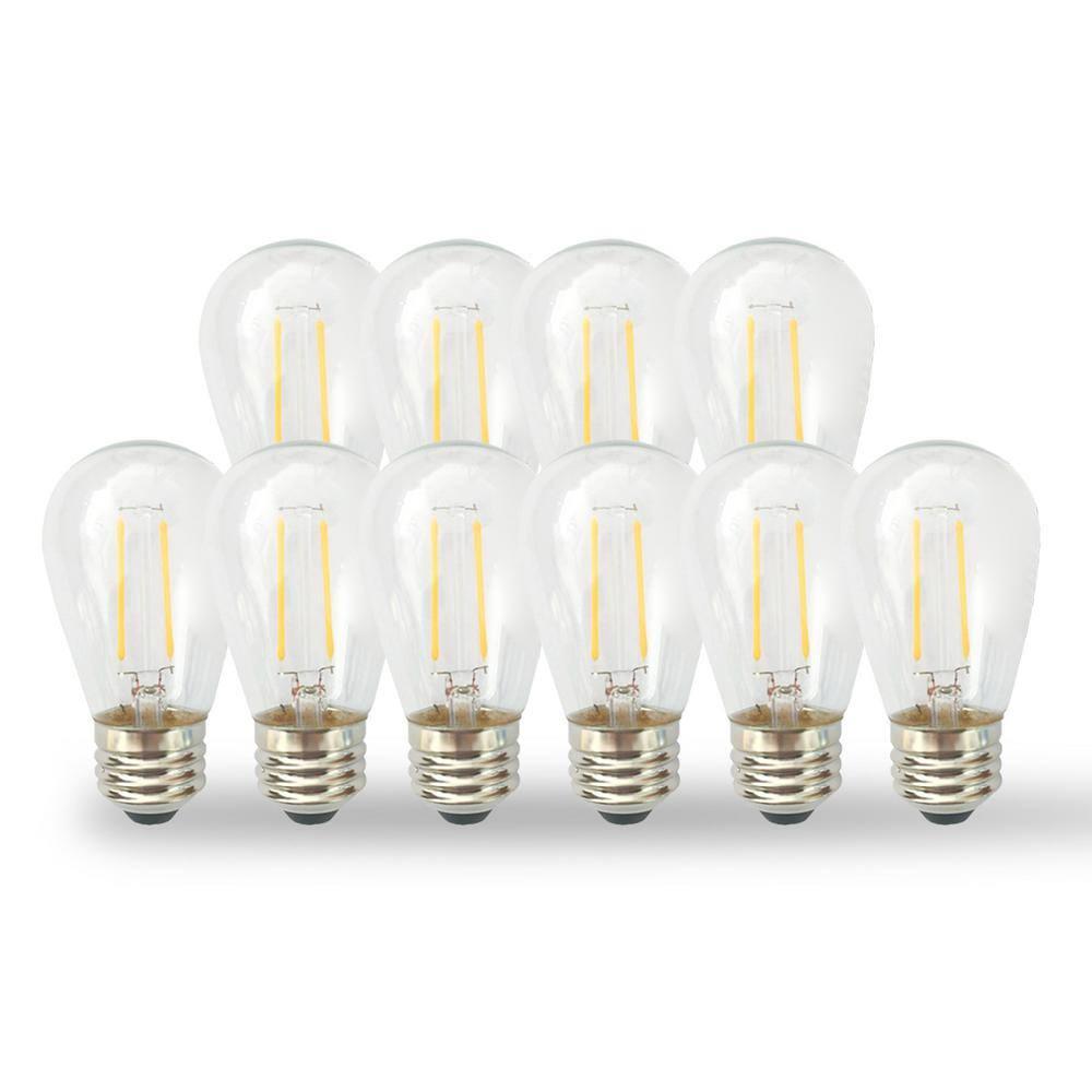 NorbSTRING 2W AC LED Replacement Bulbs for Plug-in String Lights - Warm Candlelight Glow, E26 Standard Base, Shatterproof, Energy-Efficient – Outdoor Weatherproof S14 Bulbs (10-Pack)