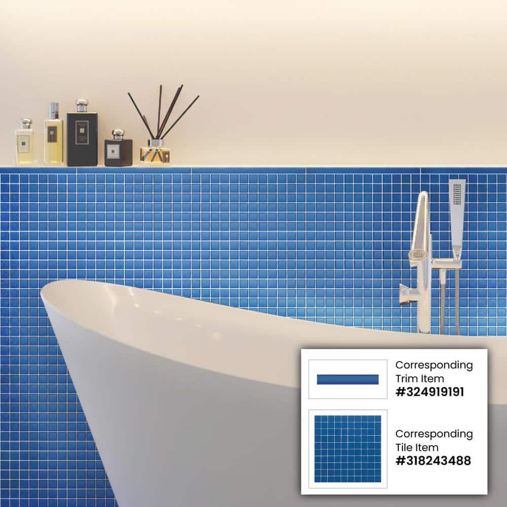 10 pack Cerulean Blue 11.8 in. x 11.8 in. 1X1 Matte Finished Glass Mosaic Floor and Wall Tile (9.67 Sq. ft./Case)