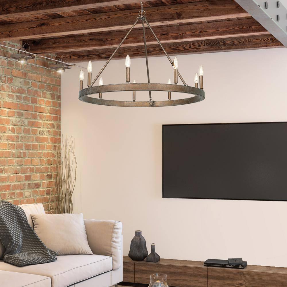 Golden Lighting Carraway 9-Light Chandelier in Copper Patina