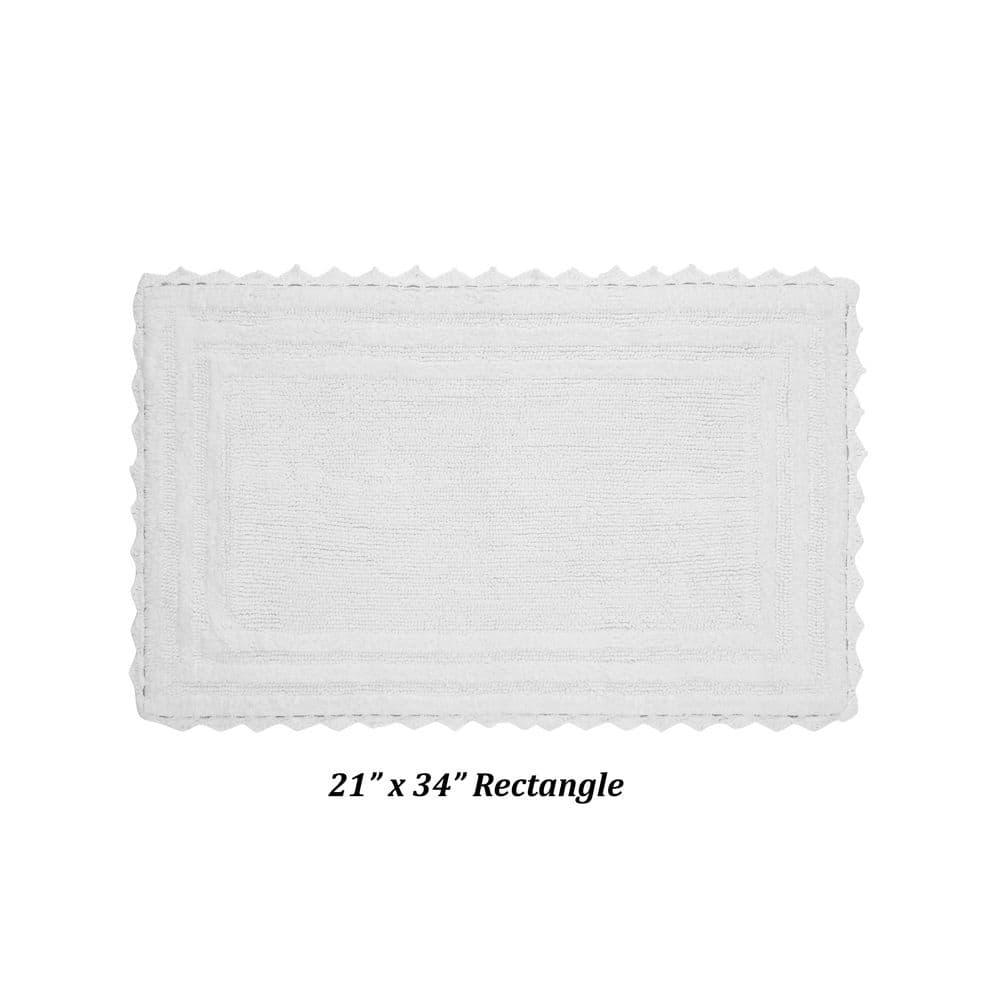 Better Trends Lilly Crochet 100% Cotton Tufted Reversible Bath Rug 21" x 34" Rectangle - White