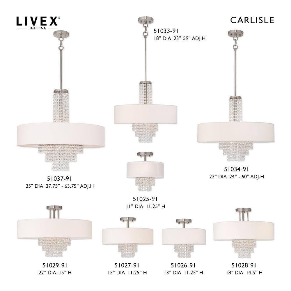 Livex Lighting Carlisle 2 - Light Semi-Flush Mount in  Brushed Nickel