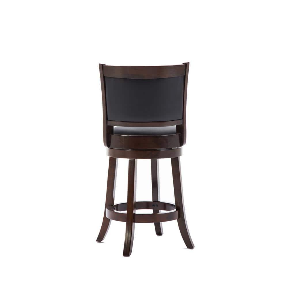 24" Augusta Swivel Counter Height Barstool Hardwood Cappuccino - Boraam: Round Seat, Footrest