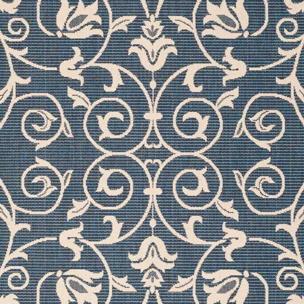 SAFAVIEH Courtyard Nanda Floral Indoor/Outdoor Area Rug, 9' x 12', Navy/Beige