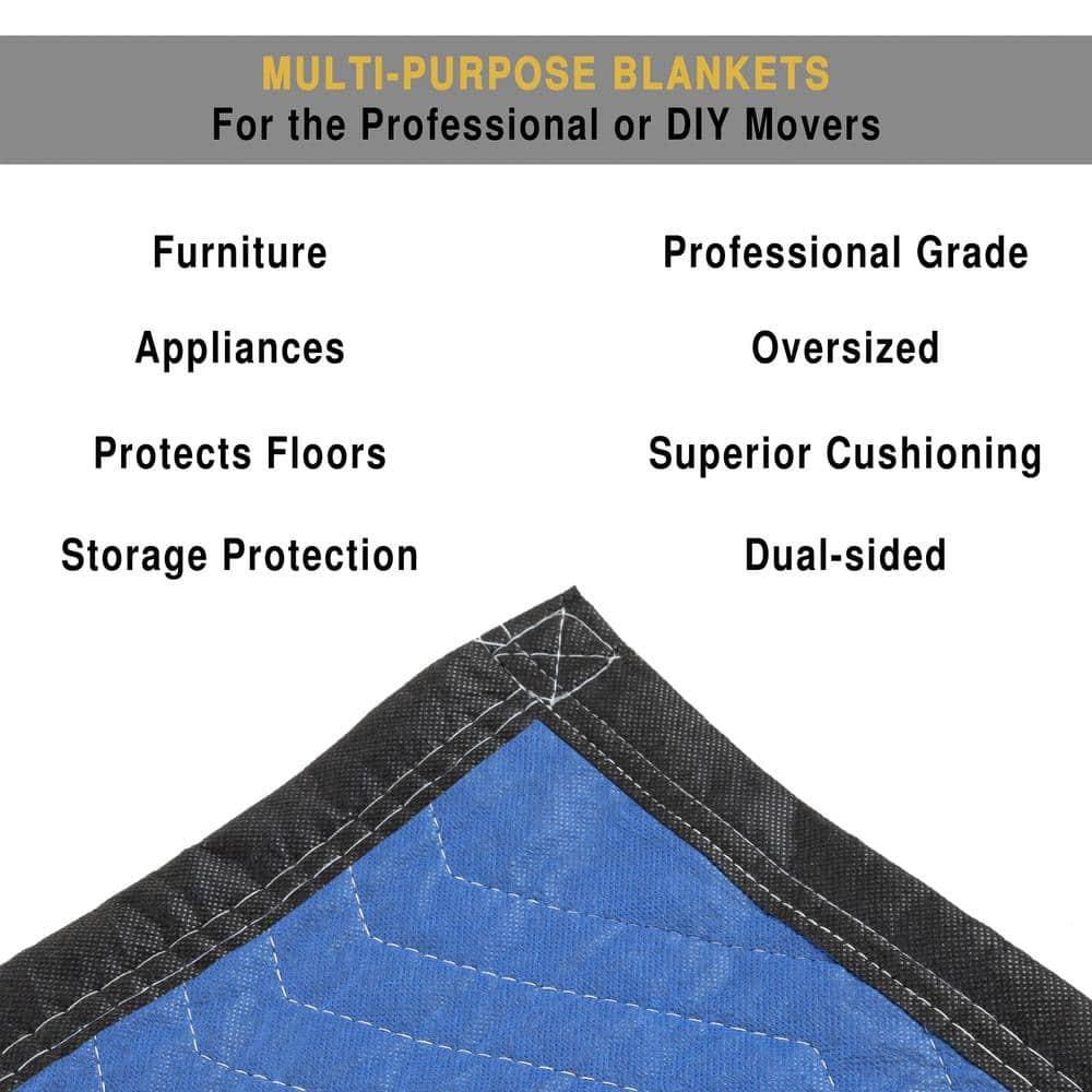 Stalwart 12-Pack of Dual-Layer Padded 80x73-Inch Moving Blankets (Blue)