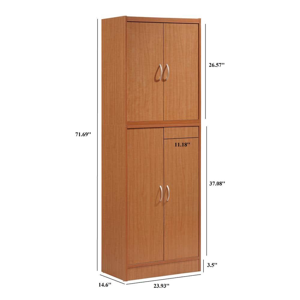 Hodedah Dining Room Storage 4 Door Kitchen Pantry China Cabinet, Cherry