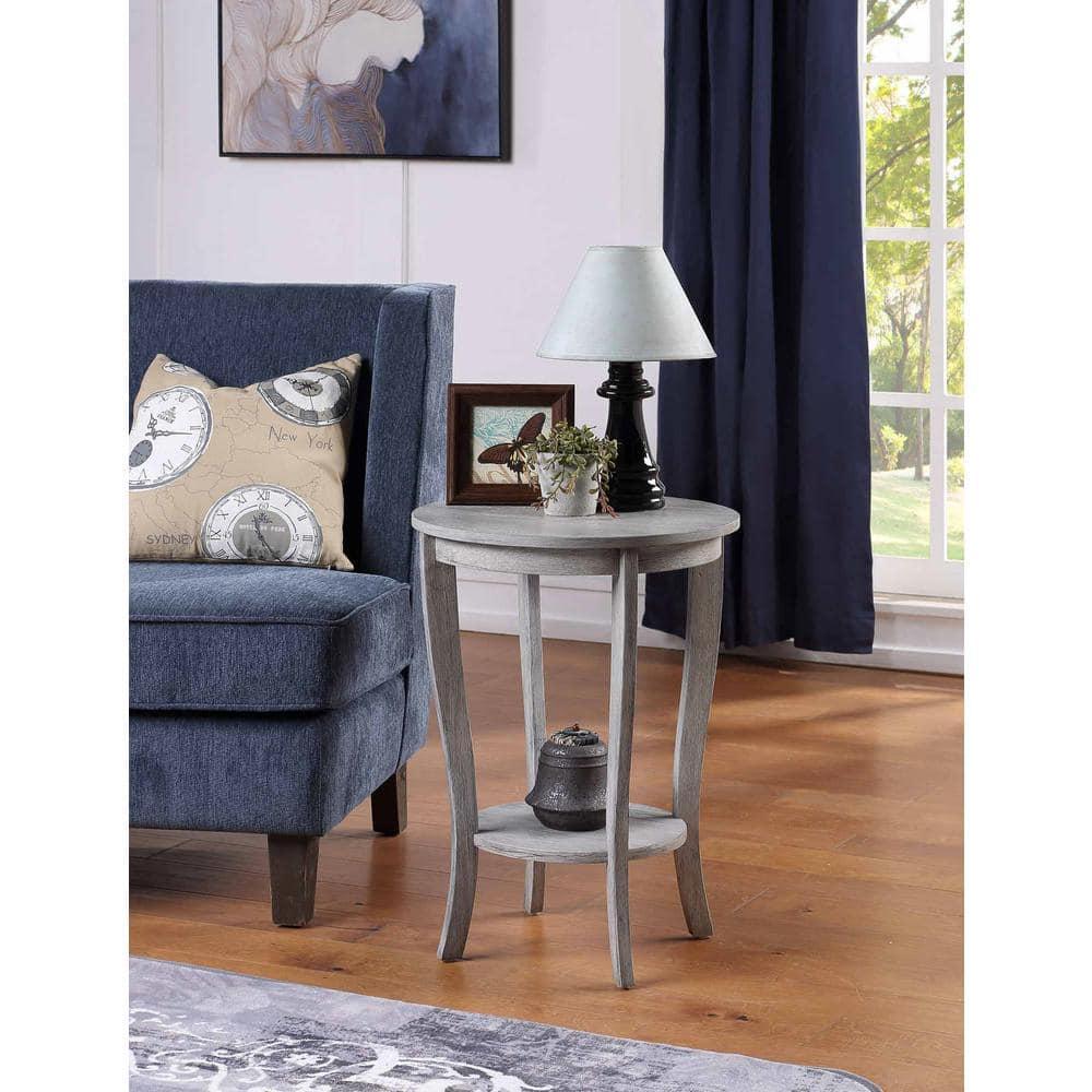 Convenience Concepts American Heritage Modern Round MDF Coffee Table, Wirebrush Light Gray