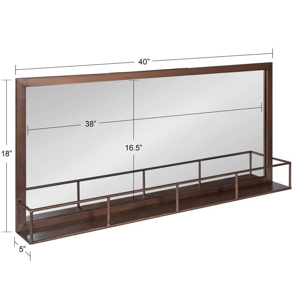 Kate and Laurel Jackson Metal Frame Mirror with Shelf, Bronze 18x40