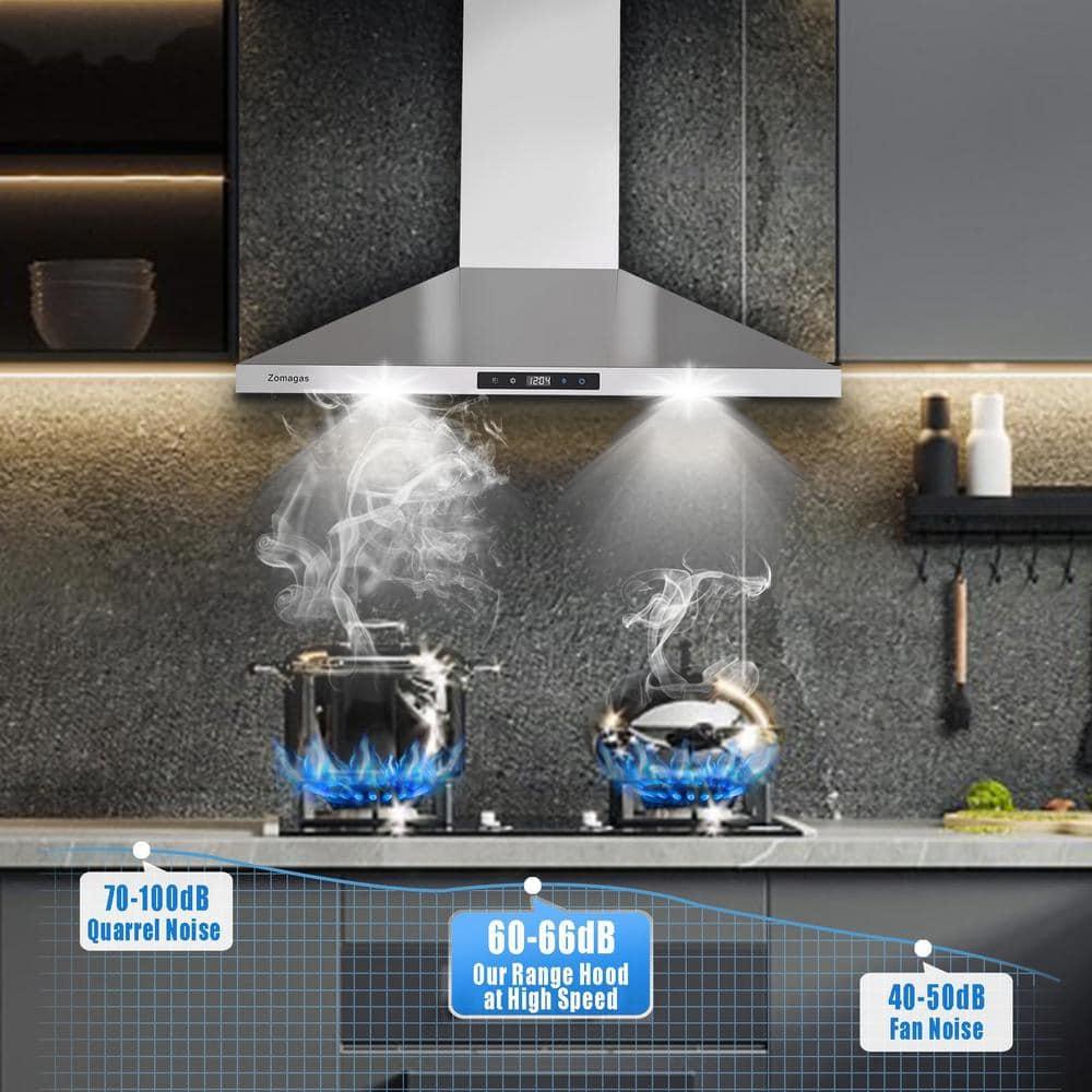 Wall Mount Range Hood 30 inch Stainless Steel Stove Hood Ducted Ductless Vent Hood Touch Control Hood