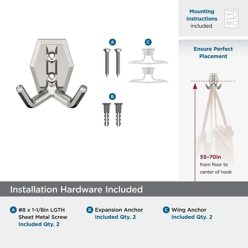 Benton Transitional Double Prong Decorative Wall Hook