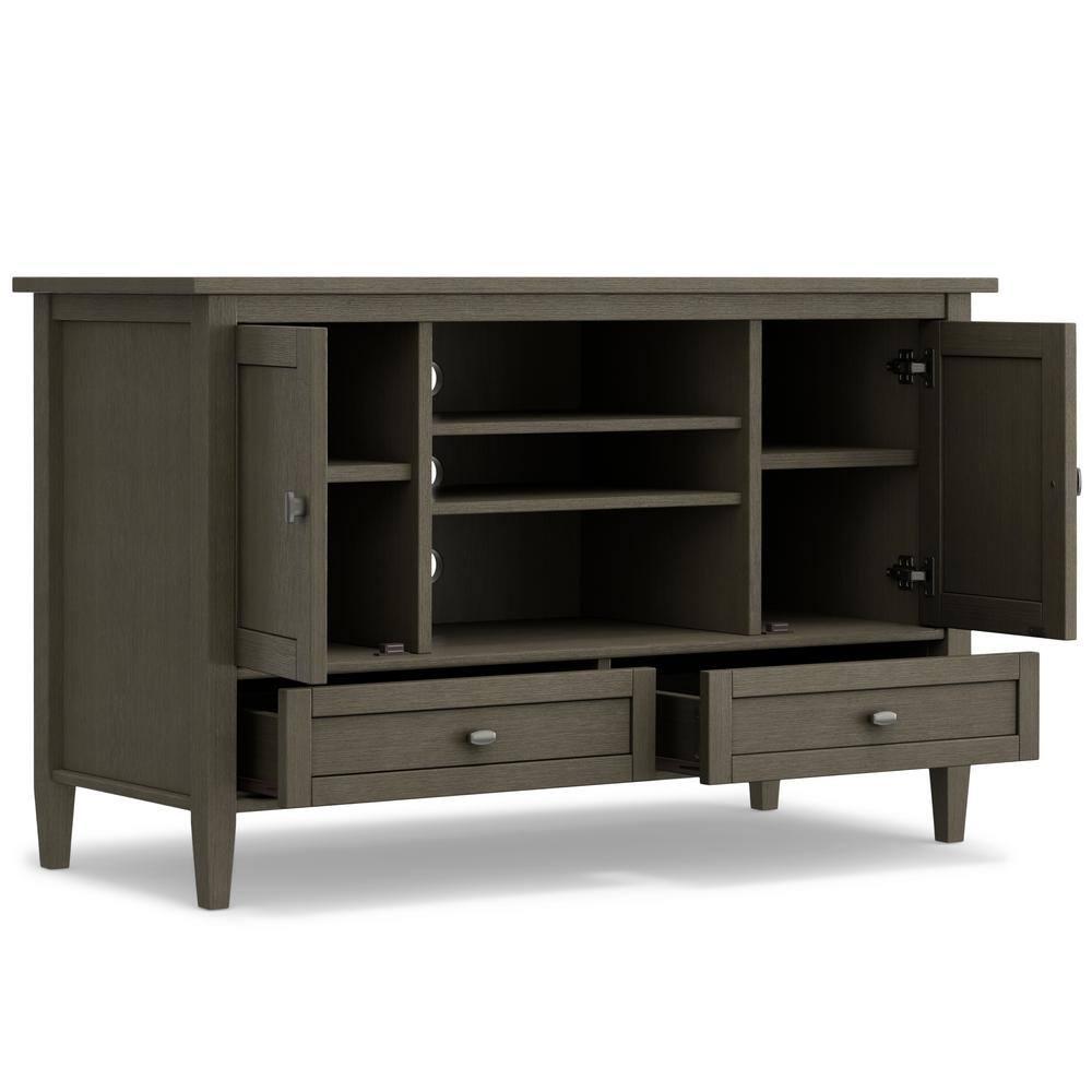 Simpli Home Warm Shaker 47"W Solid Wood TV Stand for TVs up to 55" with 2 Storage Cabinets and 2 Drawers
