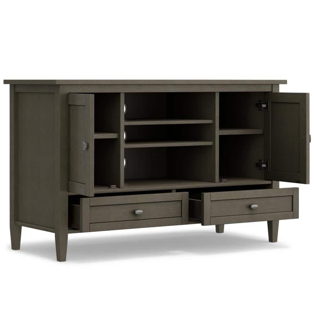 Simpli Home Warm Shaker 47"W Solid Wood TV Stand for TVs up to 55" with 2 Storage Cabinets and 2 Drawers