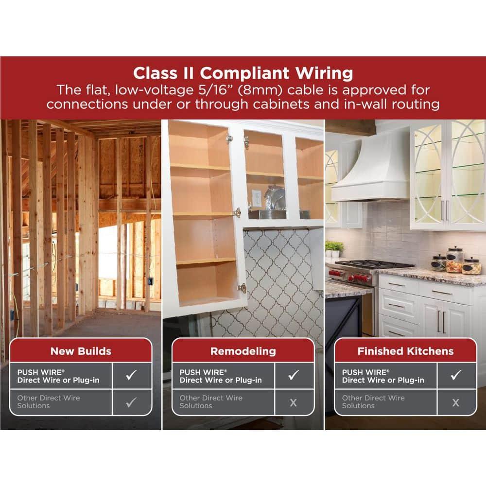 BLACK+DECKER PureOptics Professional Push Wire 25' Jumper Wire Spool for Under Cabinet Lighting, Flat 5/16" or 8mm Cable, 4-Core CL2 Compliant, Non-Metallic, White