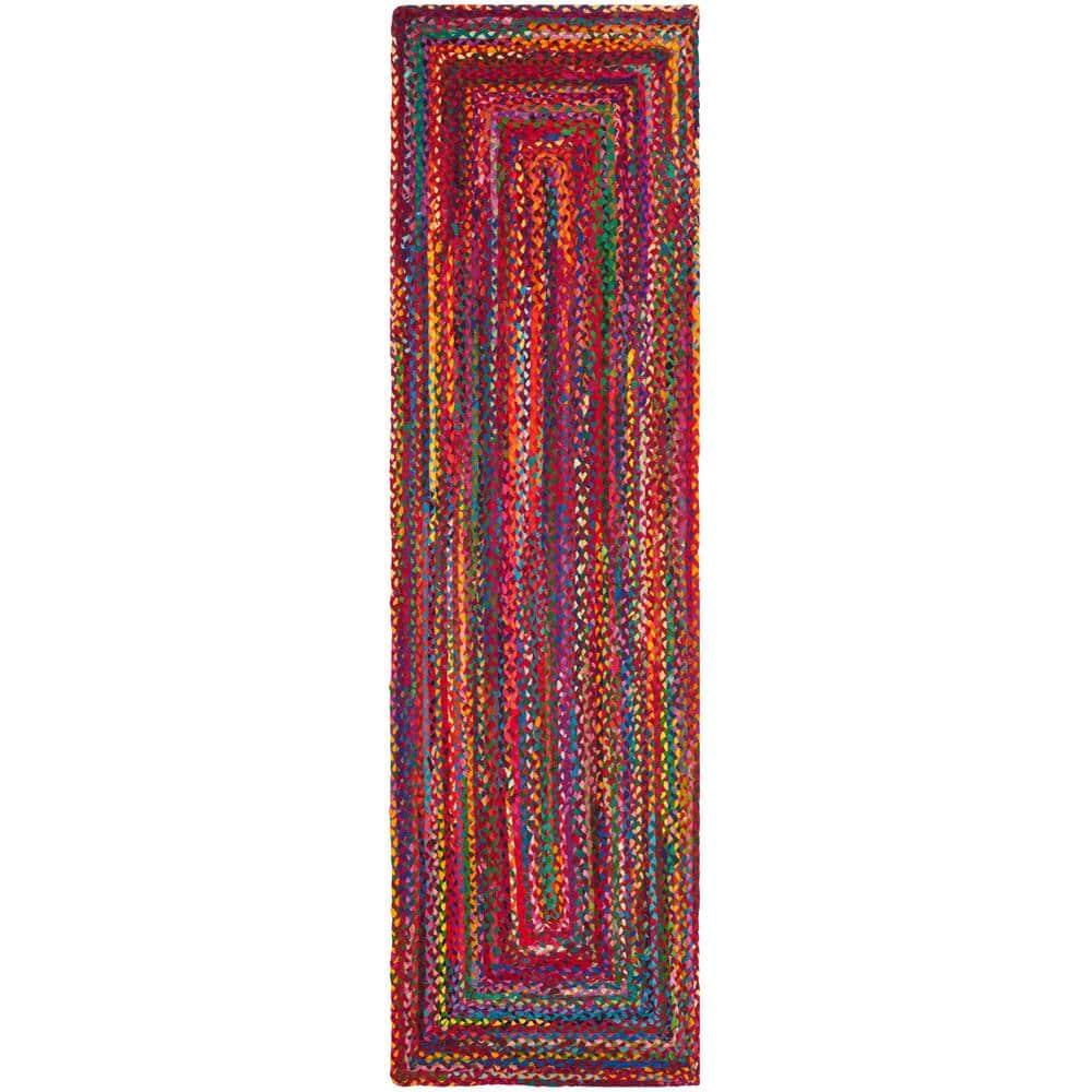 Braided BRD210 Hand Woven Runner Rug - Red/Multi - 2'3"x19' - Safavieh.