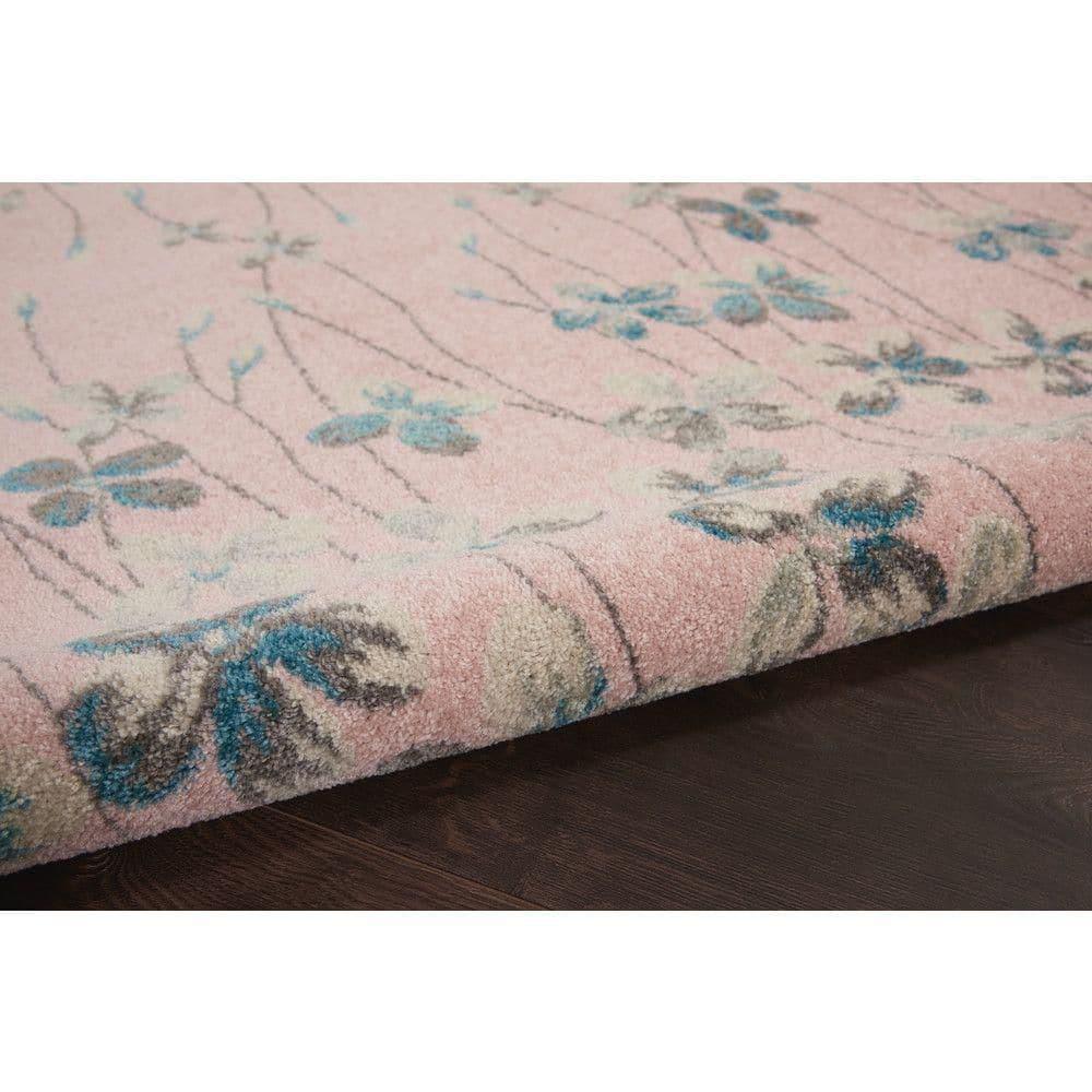 Nourison Tranquil 5'3" X 7'3" (5' x 7') Pink Area Rug Bohemian Botanical Vine and Bloom by Nourison