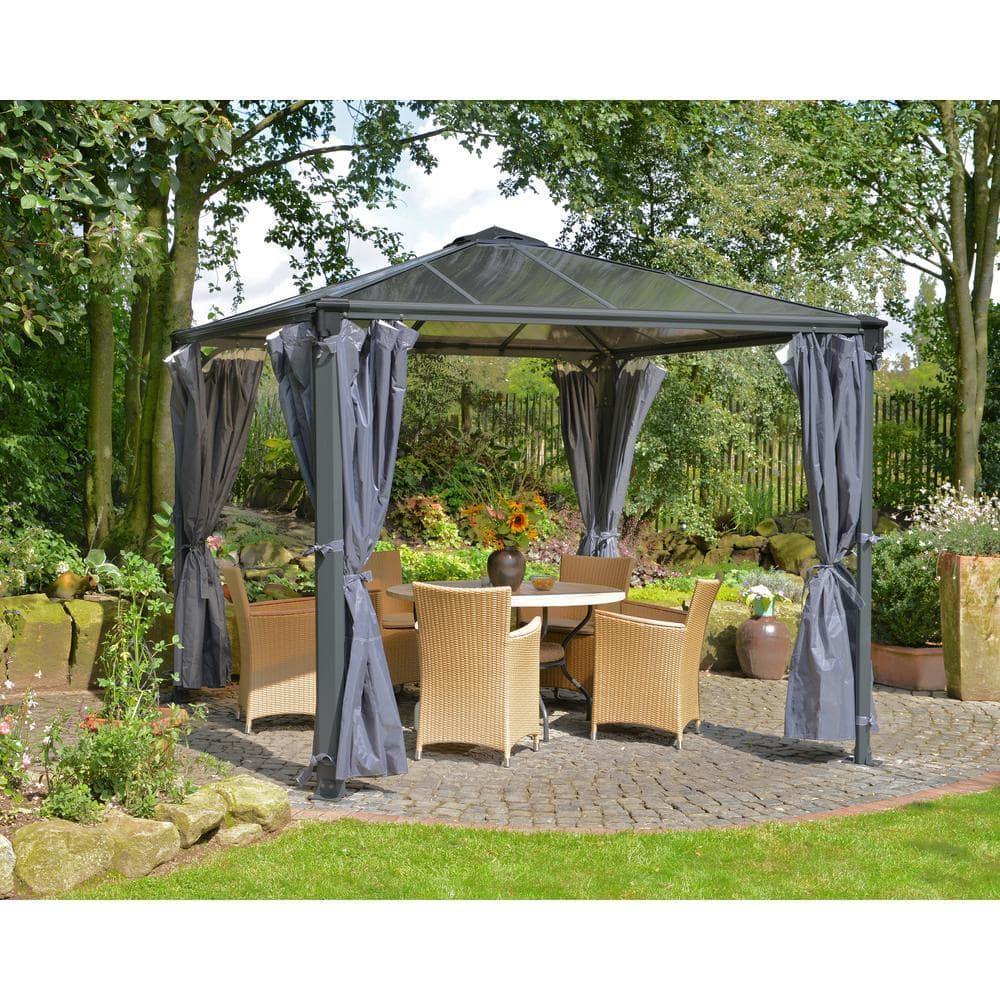 Canopia Palram - Canopia Palermo 10' X 10' Aluminum Hardtop Gazebo With Polycarbonate Roof Panels Durable Outdoor Patio Shelter Gray/Bronze