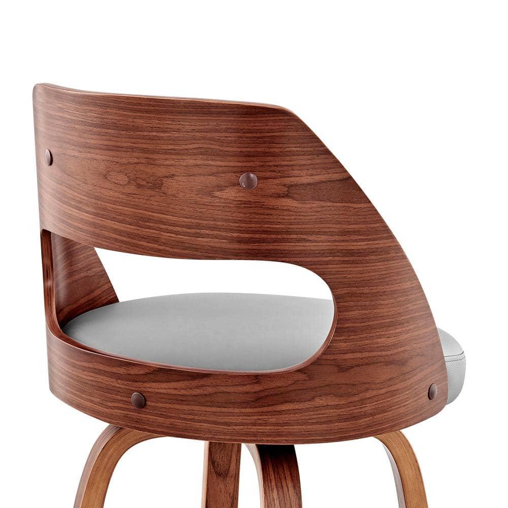Armen Living Indoor Julius 30" Cream Faux Leather and Walnut Wood Bar Stool