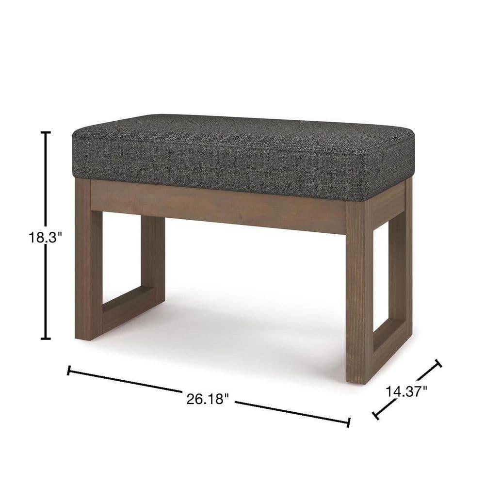 Simpli Home Milltown 44"W Large Ottoman Bench with Upholstered Seat and Solid Wood Frame