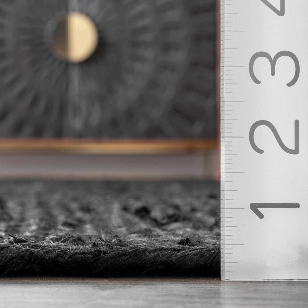 nuLOOM Rigo Hand Woven Jute Black 4' Farmhouse Round Rug