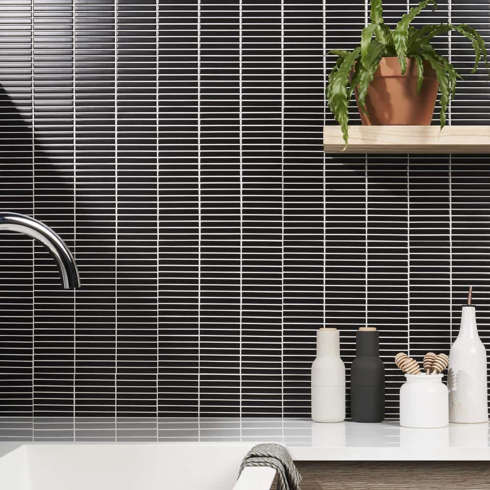 Monogram Stacked 11.19 In. X 11.9 In. Glossy Porcelain Mosaic Floor And Wall Tile (0.92 Sq. Ft. / Each)