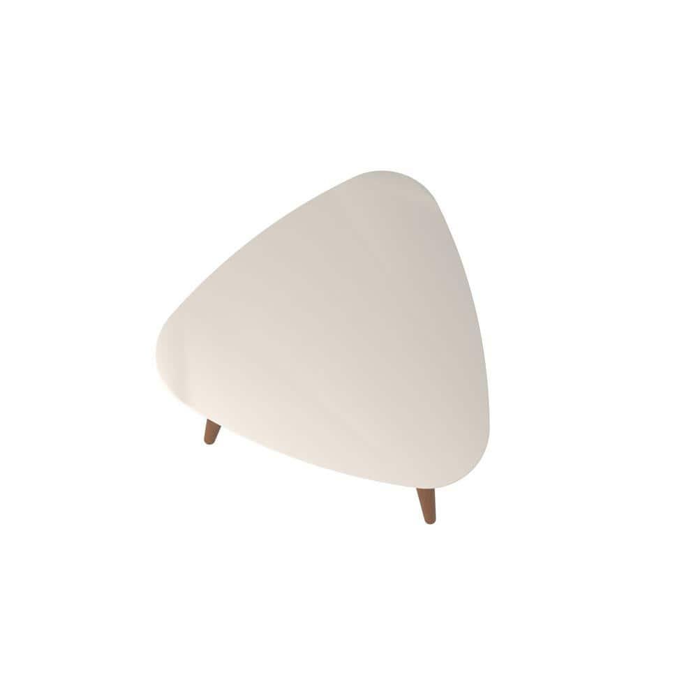 Utopia 19.68" High Triangle End Table With Splayed Wooden Legs in Off White