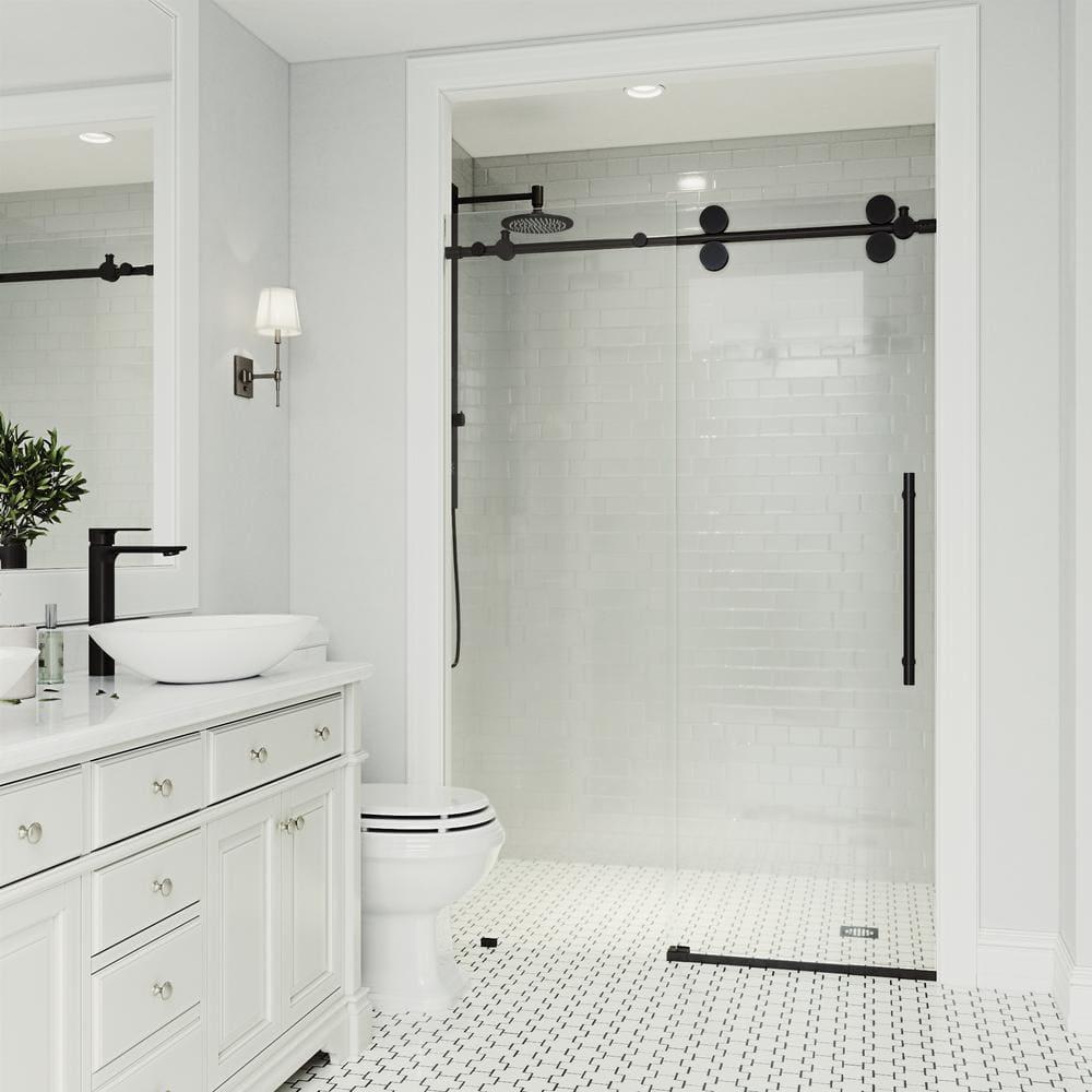 Elan 56-60" W x 74" H Sliding Frameless Shower Door with 3/8" Clear Glass