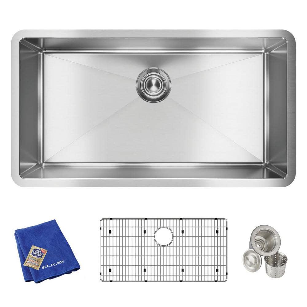 Crosstown 16 Gauge 33" L x 18" W Undermount Kitchen Sink Kit