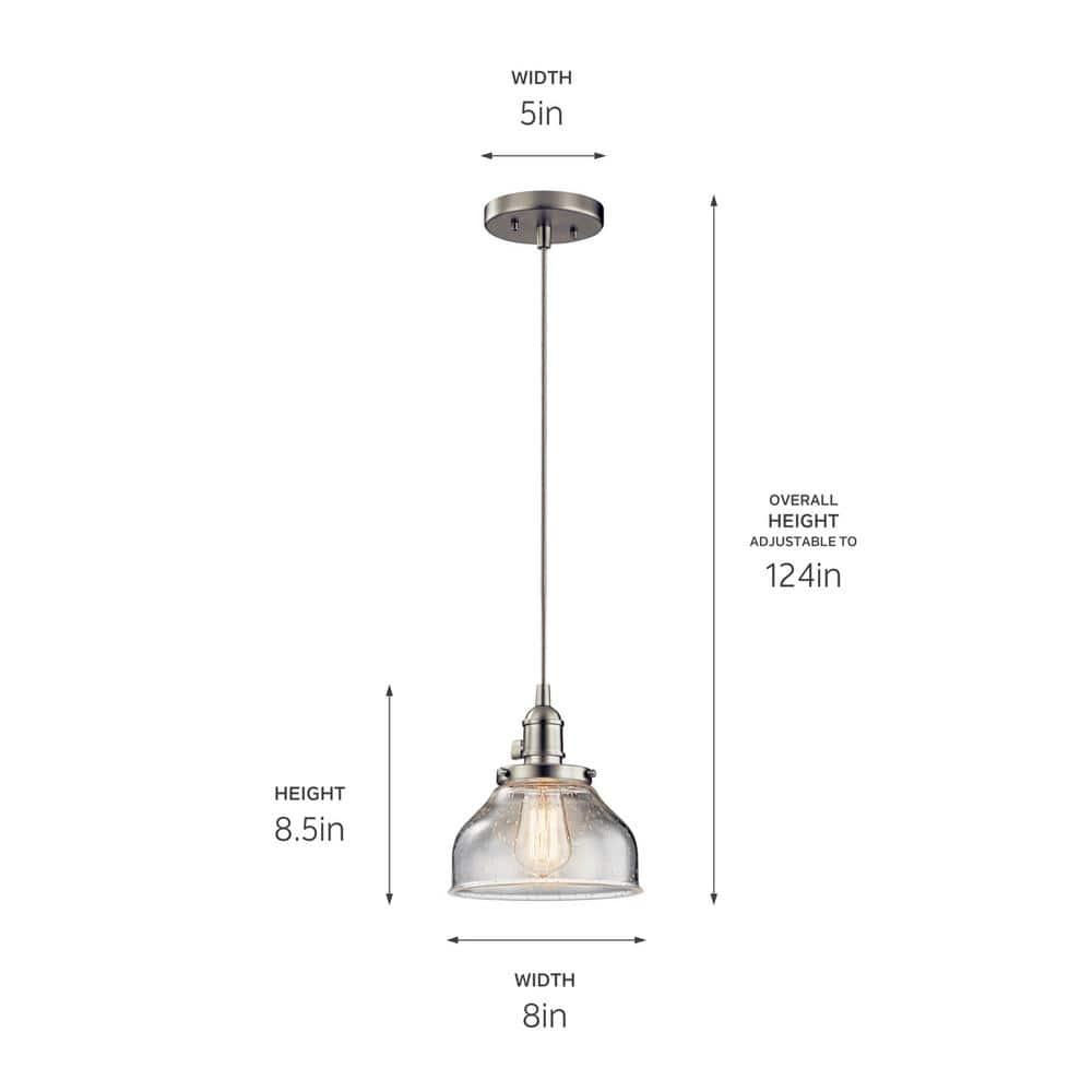 Avery 8.5" 1 Light Bell Mini Pendant with Clear Seeded Glass Chrome