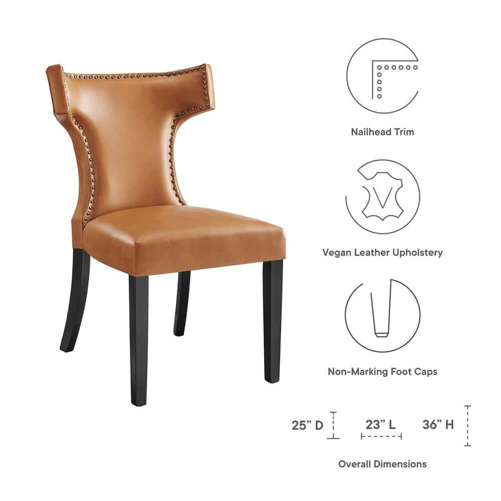 Modway Curve Vegan Leather Dining Chair in Tan