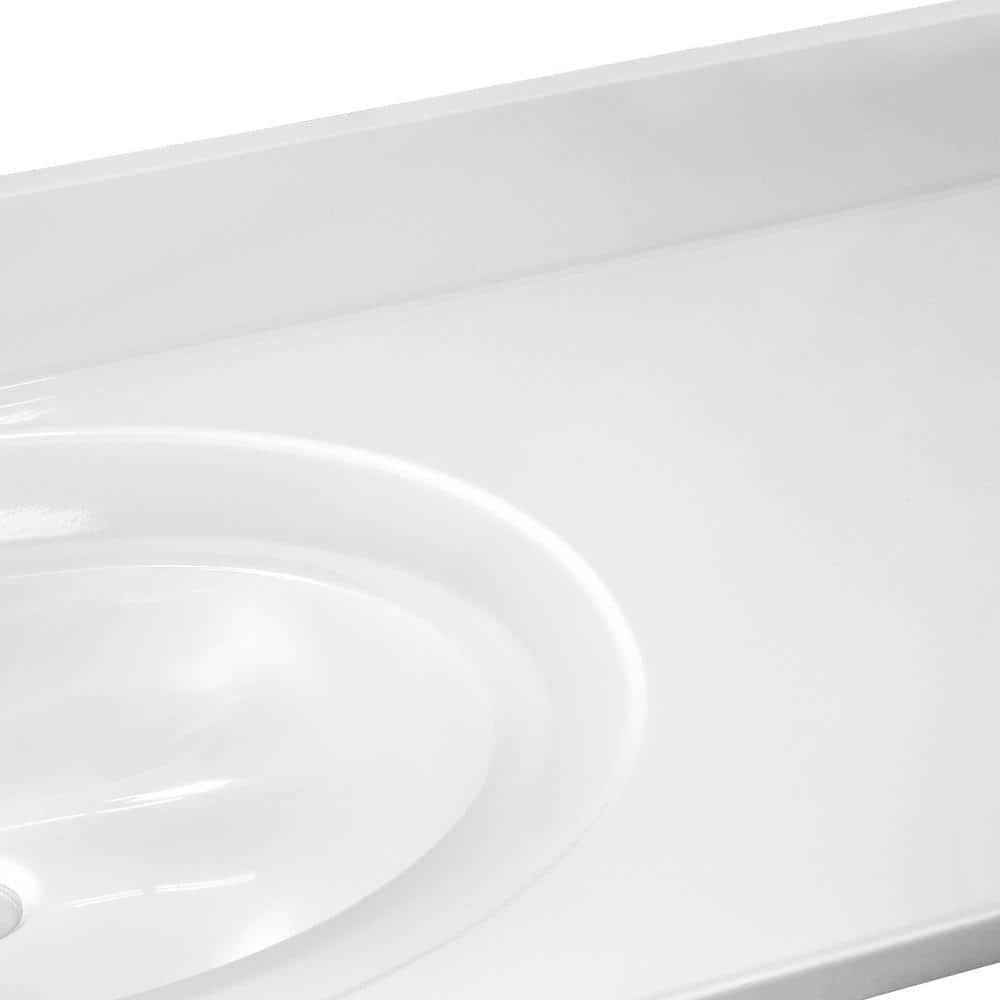 Cultured Marble Widespread Vanity Top – 49-Inch Single Bowl Sink 8-Inch Widespread with Integrated Backsplash – Reinforced Packaging – Solid White, Design House, 586388