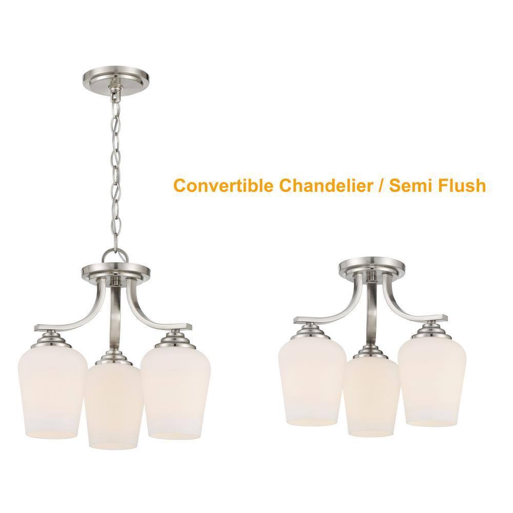 3 Light Convertible Chandelier-Brushed Nickel Finish    -Traditional Installation Minka Lavery 4926-84