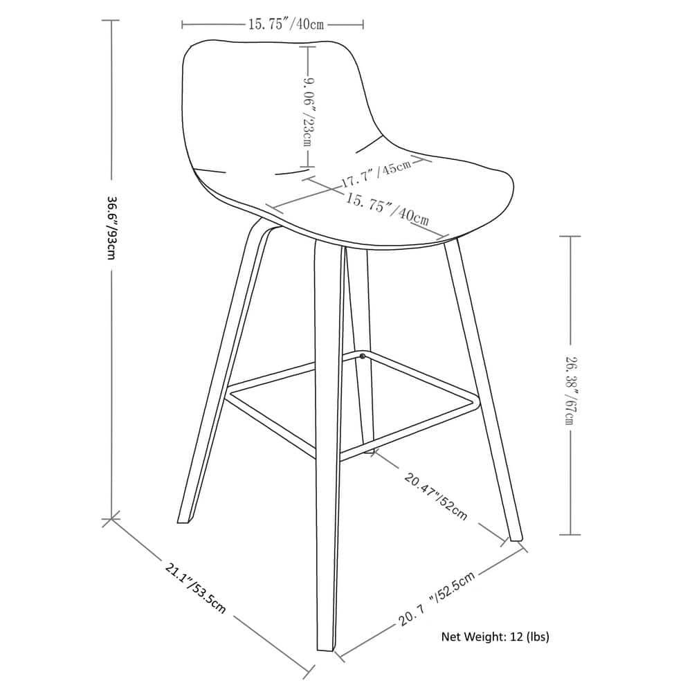 Simpli Home Randolph Mid Century Modern 28 inch Bentwood Counter/ Bar Height Stool (Set of 2) in Distressed Chocolate Brown Vegan Faux Leather