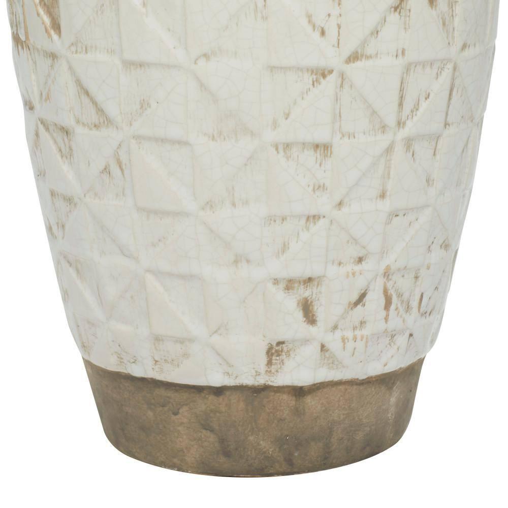 DecMode 16" White Ceramic Vase