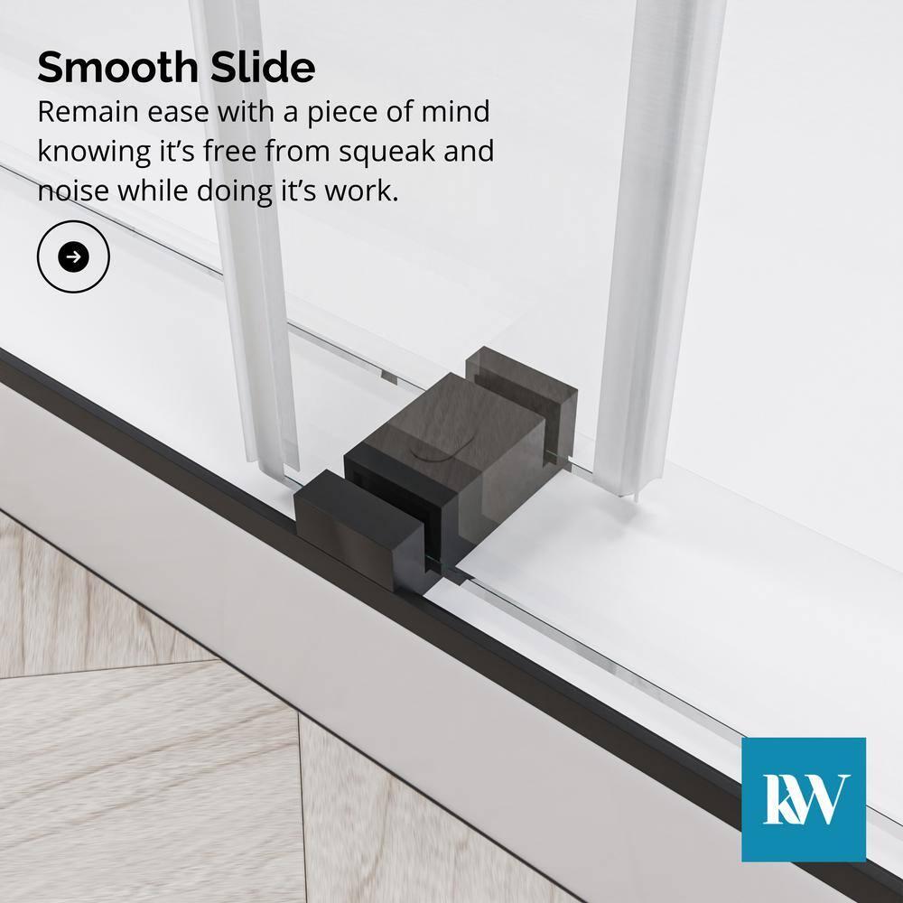 KOBIWORKS Kw03 60 In. W X 76 In. H Single Sliding Frameless Shower Door With 3/8 In. Clear Glass KW036076BL