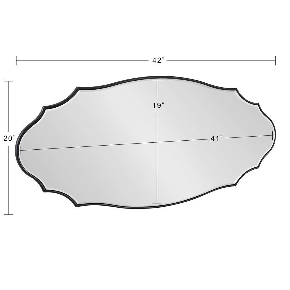 Kate and Laurel Leanna Modern Scalloped Wall Mirror, 20 x 42, Black, Glam Oval Mirror for Wall