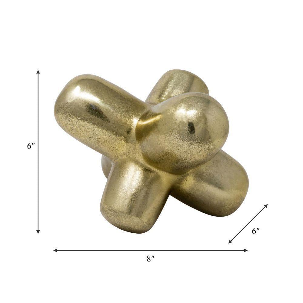 Sagebrook Home 8" Metal Geometric Orb in Gold - Aluminum Abstract Home Decor Ornament For Table, Shelf, Mantle Decor - Creative Gift Idea