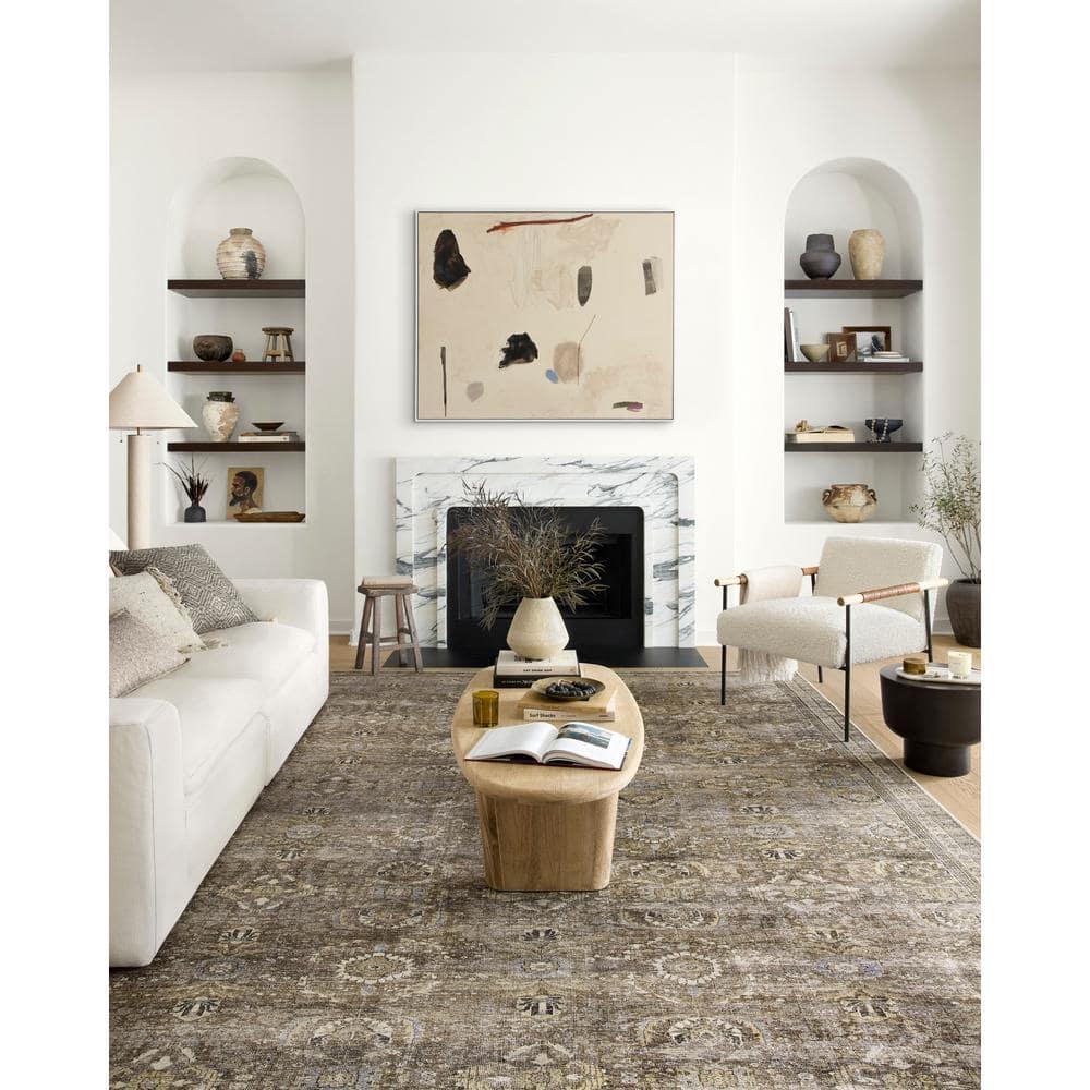 Ivory and Moss Reversible Synthetic Runner Rug 2'-6" x 12'