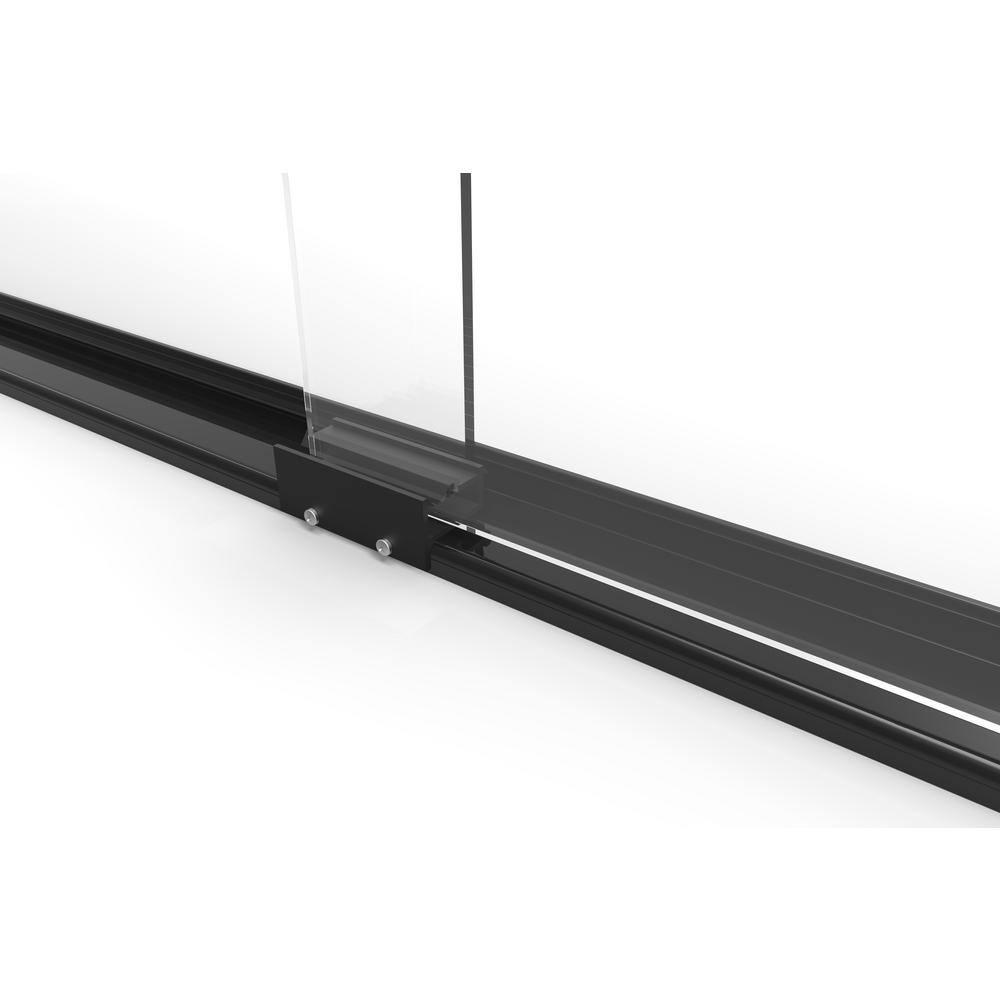 Rotolo Semi-Frameless Sliding Corner Shower Enclosure Door, 44-48 in. W, 76 in. H, Clear Glass in Matte Black