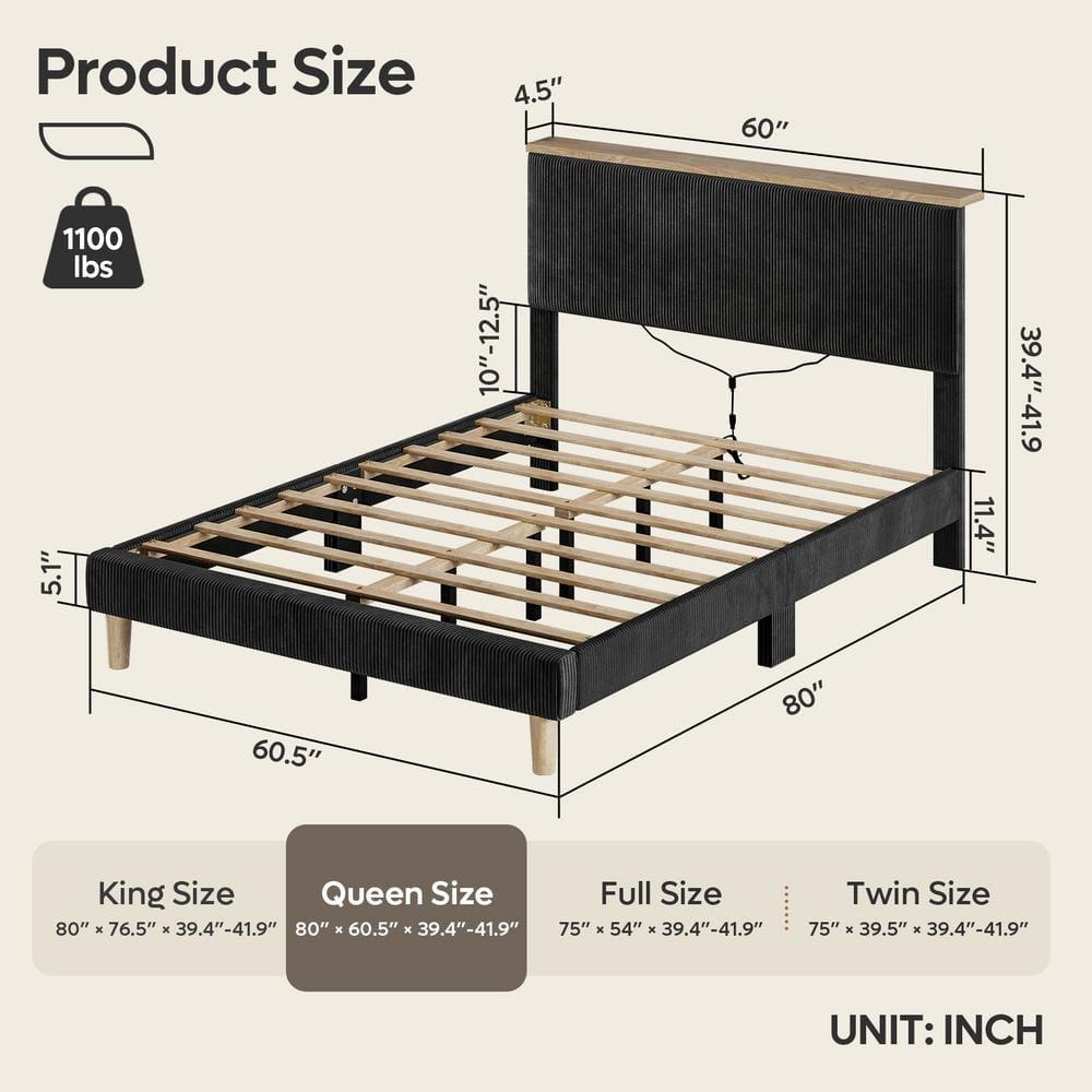 Bestier Queen Size Bed Frame with Headboard Black