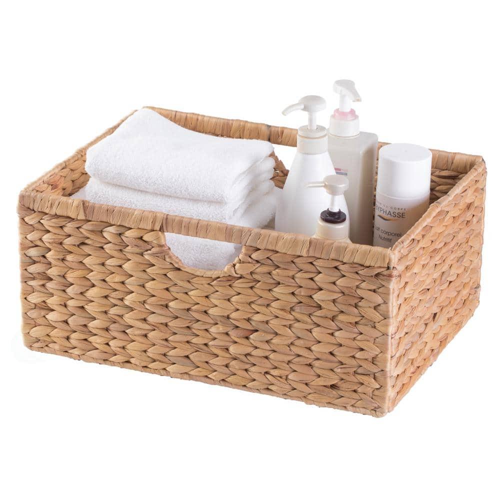 Vintiquewise Medium Hyacinth Basket - Rustic Handwoven Multipurpose Foldable Storage Organizer Decorative Laundry Totes and Woven Storage Bin for Bedroom, Living Room, Bathroom, Pantry and Closet